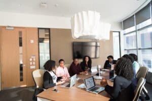 Group of people having a meeting in an office