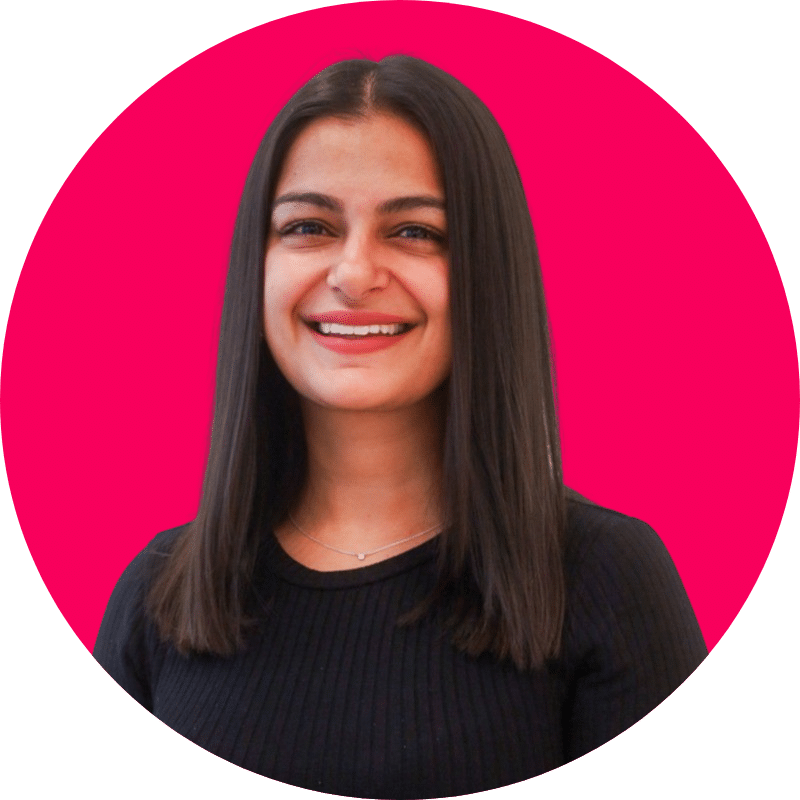 Jenna Tharani with a pink circle bg