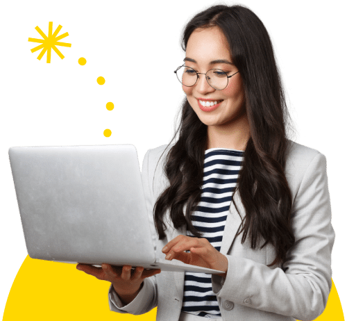 Women holding her laptop